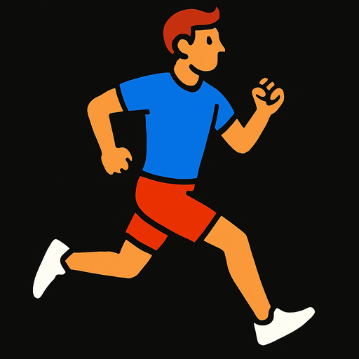 runner with a blue shirt.
In-Game asset.  2d.  High contrast.  No shadows