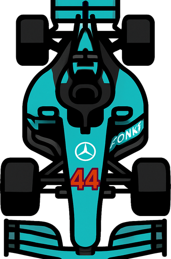 f1 mercedes car 2d vertical.
In-Game asset.  2d.  High contrast.  No shadows