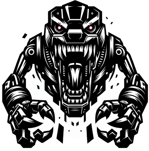 Rabid Robot Dog.
Single Game Texture. In-Game asset. 2d. Blank background. High contrast. No shadows.