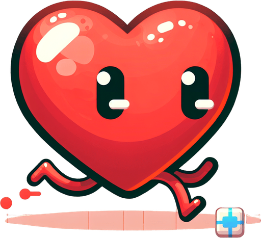 ayakları olan animasyon bir kalp.
Single Game Texture. In-Game asset. 2d. Blank background. High contrast. No shadows.