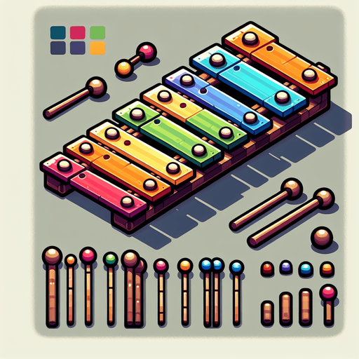 Xylophone.
Single Game Texture.  In-Game asset.  2d.  Blank background.  No shadows