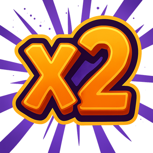 X2 symbol.
In-Game asset.  2d.  High contrast.  No shadows