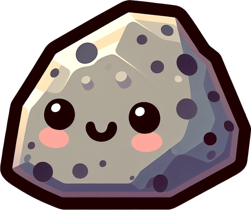 Cartoon style cute rock.
Single Game Texture. In-Game asset. 2d. Blank background. High contrast. No shadows.