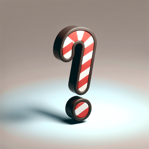 exclamation mark in the shape of a candy cane Single Game Texture. In-Game asset. 2d. Blank background. High contrast. No shadows.