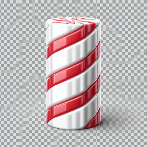 a photo-realistic white and red vertical candy stick slice Single Game Texture. No background. High contrast. No shadows.