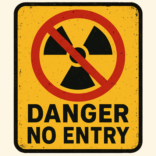 a rad danger no entry sing board.
In-Game asset.  2d.  High contrast.  No shadows
