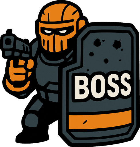 boss sketch ballistic shield.
In-Game asset.  2d.  High contrast.  No shadows