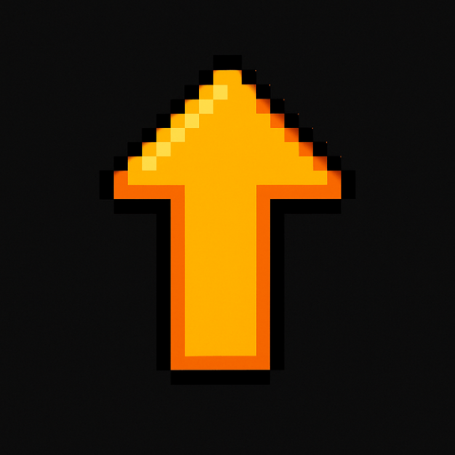 pixelart arrow up.
In-Game asset.  2d.  High contrast.  No shadows