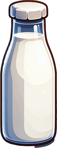 A bottle of milk.
Single Game Texture. In-Game asset. 2d. Blank background. High contrast. No shadows.