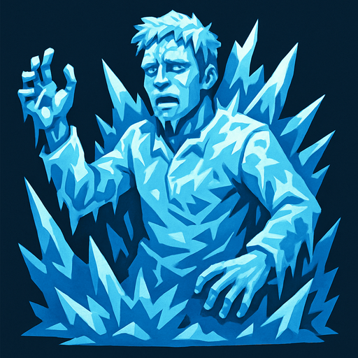 Frozen human.
In-Game asset.  2d.  High contrast.  No shadows