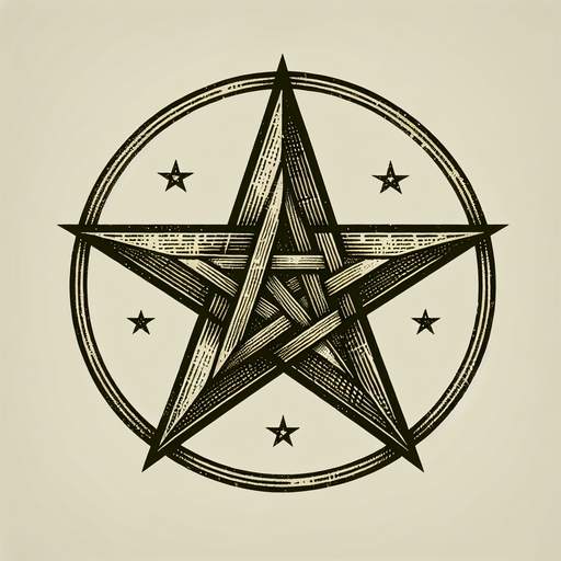 sketchy old fashion pentagram luxury star.
Single Game Texture.  In-Game asset.  2d.  Blank background.  High contrast.  No shadows