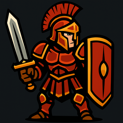 roma knight.
In-Game asset.  2d.  High contrast.  No shadows