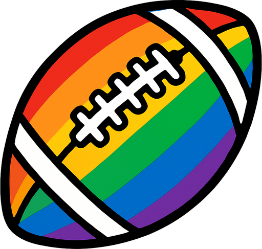 Rainbow themed american football.
In-Game asset.  2d.  High contrast.  No shadows