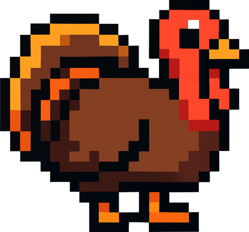 Turkey Pixel.
In-Game asset.  2d.  High contrast.  No shadows