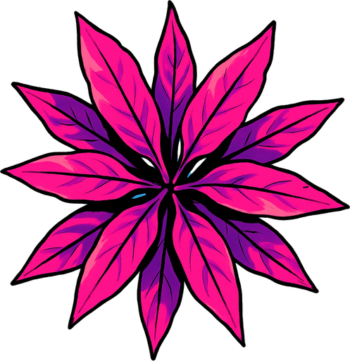 Top view of colorful pink plant looking upwards.
In-Game asset.  2d.  High contrast.  No shadows