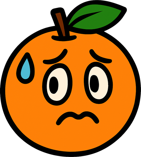 Naranja cute preocupada.
In-Game asset.  2d.  High contrast.  No shadows