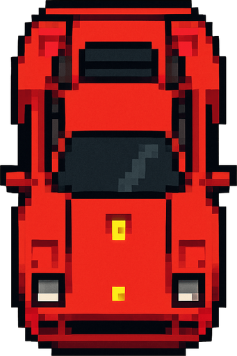 pixel art ferrari bird's eye view.
In-Game asset.  2d.  High contrast.  No shadows