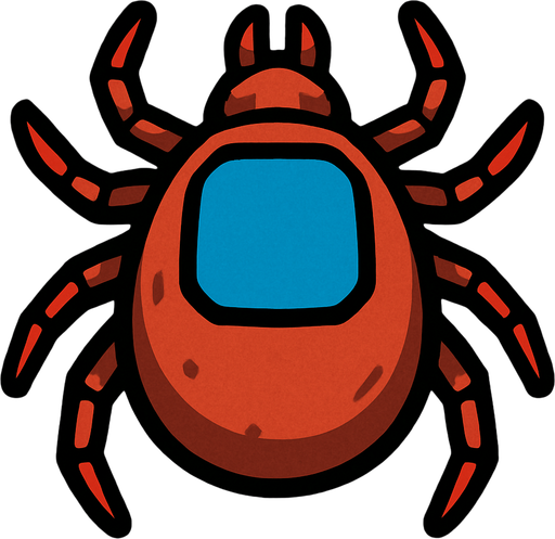 Tick bug with blue square on shell.
In-Game asset.  2d.  High contrast.  No shadows
