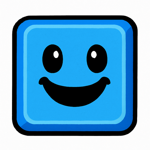 Happy blue block.
In-Game asset.  2d.  High contrast.  No shadows