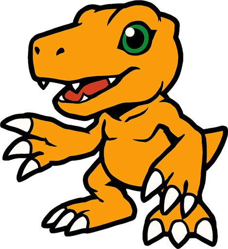 Agumon.
In-Game asset.  2d.  High contrast.  No shadows