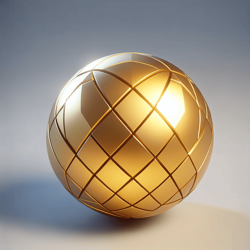 Una esfera de oro.
Single Game Texture.  In-Game asset.  2d.  Blank background.  High contrast.  No shadows