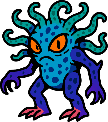 alien creature drawing.
In-Game asset.  2d.  High contrast.  No shadows