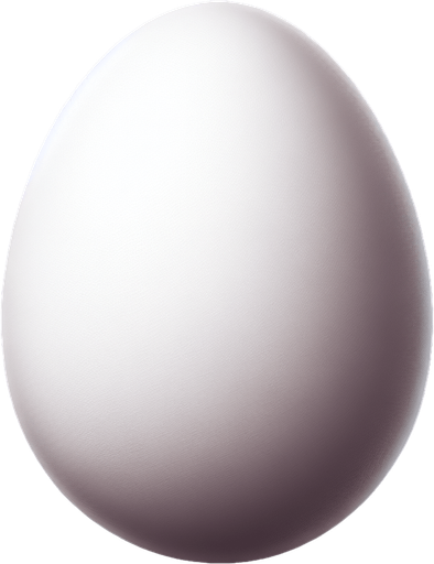white egg.
Single Game Texture.  In-Game asset.  2d.  Blank background.  High contrast.  No shadows