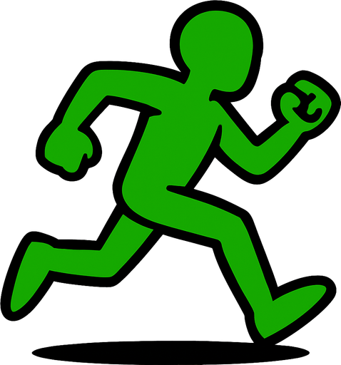 green runner running.
In-Game asset.  2d.  High contrast.  No shadows