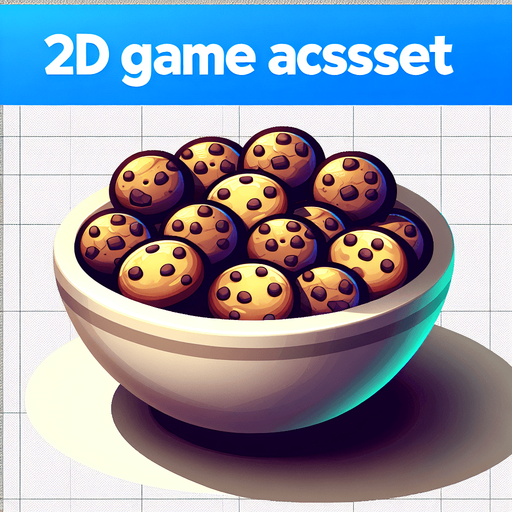 a bowl of cookies.
Single Game Texture. In-Game asset. 2d. Blank background. High contrast. No shadows.