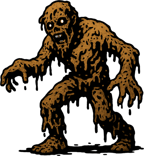 a zombie covered in mud.
In-Game asset.  2d.  High contrast.  No shadows