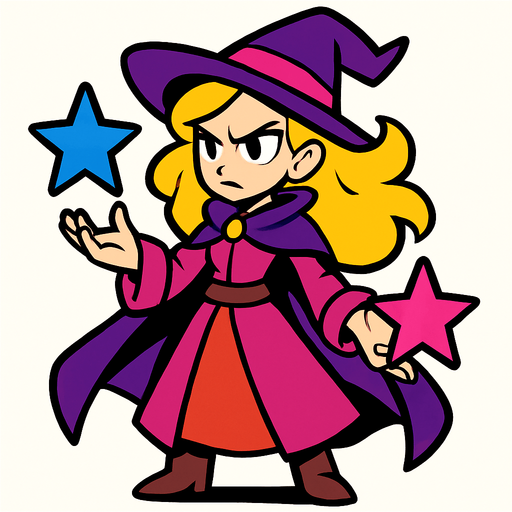 Estella la dresseuse de pouvoirs.
In-Game asset.  2d.  High contrast.  No shadows