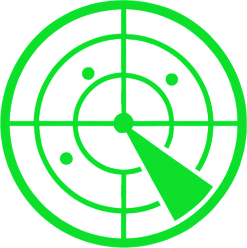 Rango circular de un radar.
In-Game asset.  2d.  High contrast.  No shadows