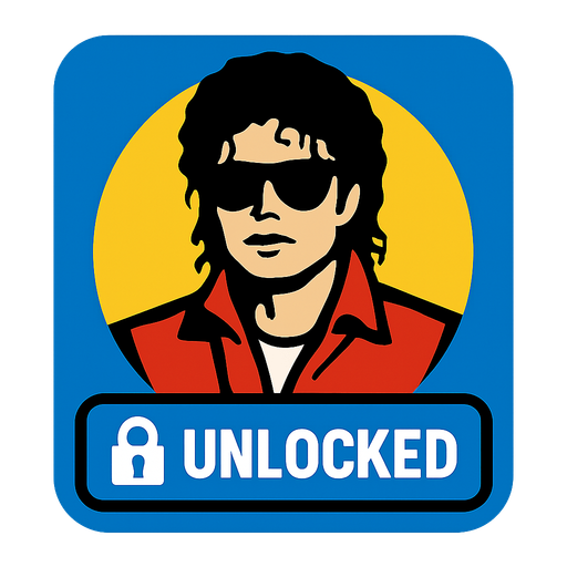 Michael Jackson unlocked button.
In-Game asset.  2d.  High contrast.  No shadows