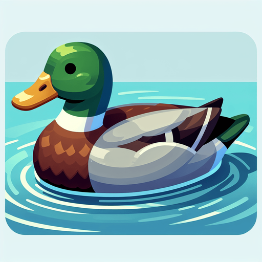 A mallard floating on the water. Looking left.
Single Game Texture. In-Game asset. 2d. Blank background. High contrast. No shadows.