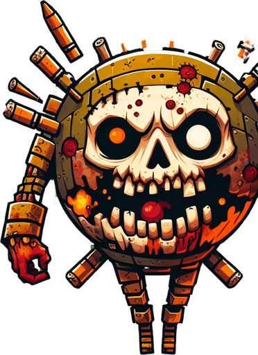 opponent for the game, zombie kamikaze, vertical top view.
Single Game Texture. In-Game asset. 2d. Blank background. High contrast. No shadows.