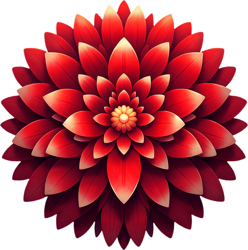 A large red round flower. Top down view.
Single Game Texture. In-Game asset. 2d. Blank background. High contrast. No shadows.