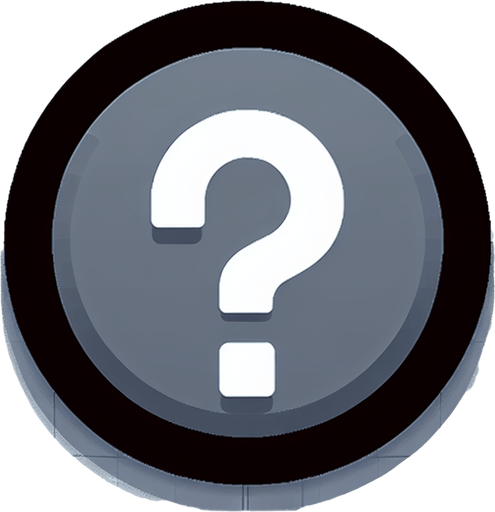 An interface element which is a gray circle with a question mark inside it..
Single Game Texture. In-Game asset. 2d. Blank background. High contrast. No shadows.