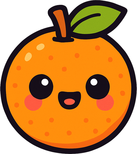 Naranja cute.
In-Game asset.  2d.  High contrast.  No shadows