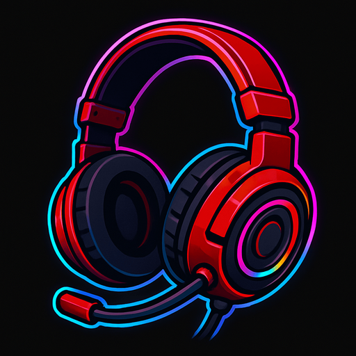 red cool dj headset rgp neon.
In-Game asset.  2d.  High contrast.  No shadows