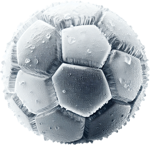 pelota de futbol hecha de hielo.
Single Game Texture.  In-Game asset.  2d.  Blank background.  High contrast.  No shadows