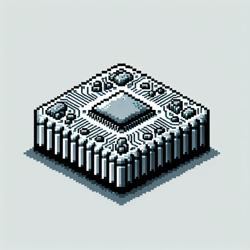 pixel art of a microchip no shadows.
Single Game Texture. In-Game asset. 2d. Blank background. High contrast. No shadows.