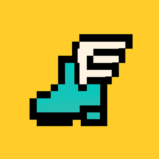 8x8 pixel  movement speed powerup icon. boot with wings.
In-Game asset.  2d.  High contrast.  No shadows. Black outline