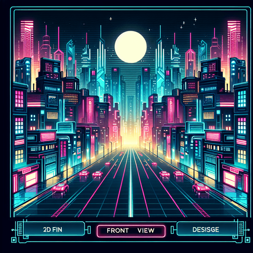 2d front view of a neon city  in the art style of a neon cyberpunk world.
Single Game Texture. In-Game asset. 2d. Blank background. High contrast. No shadows.