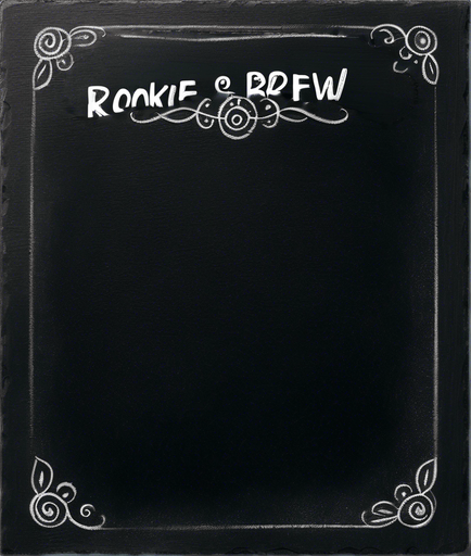 Text "ROOKIE BREW" handwritten in chalk