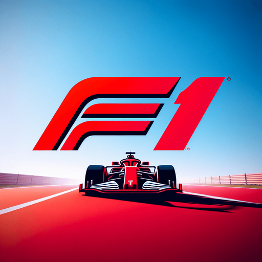 Logo that reads: f1. Red. Simple..
Single Game Texture. In-Game asset. 2d. Blank background. High contrast. No shadows.