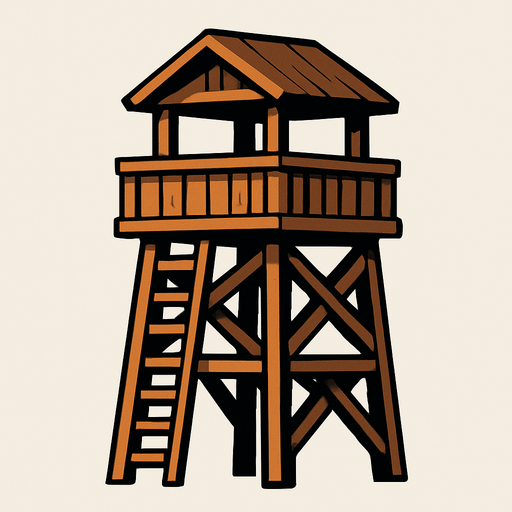 Wooden Guard Tower.
In-Game asset.  2d.  High contrast.  No shadows