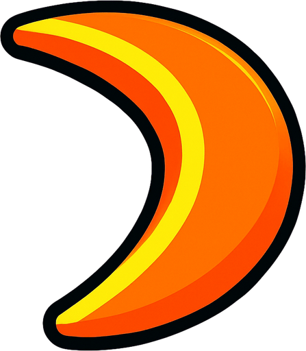 Survivor.io style 2D half-moon orange boomerang made by HABBY PTE. LTD.
In-Game asset.  2d.  High contrast.  No shadows