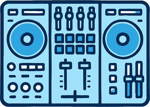 açık mavi dj masası ekipmanı.
In-Game asset.  2d.  High contrast.  No shadows