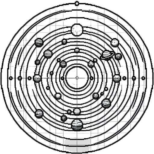 Le système solaire..
Single Game Texture. In-Game asset. 2d. Blank background. High contrast. No shadows.