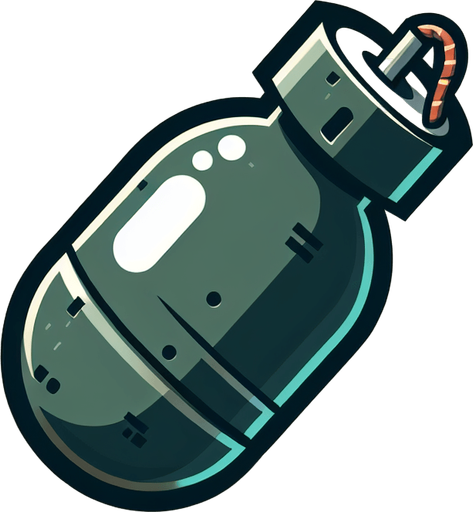 drop bom tube.
Single Game Texture.  In-Game asset.  2d.  Blank background.  High contrast.  No shadows
